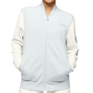 NWOT Outdoor Voices Pickup Bomber Jacket Pastel Blue White Track Jacket Women's